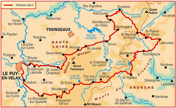 Carte chemin de Saint-Régis GR430