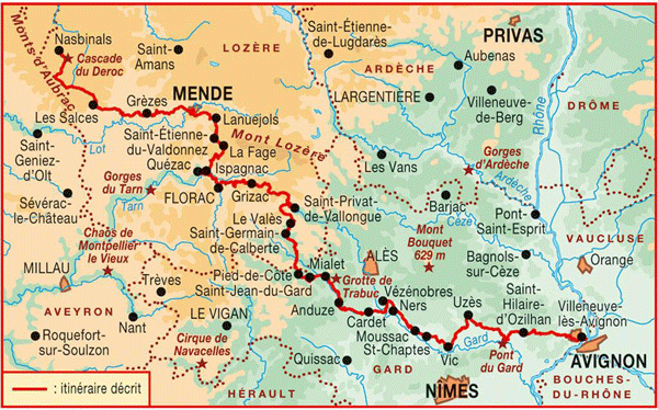 Carte GR670 Chemin Urbain V